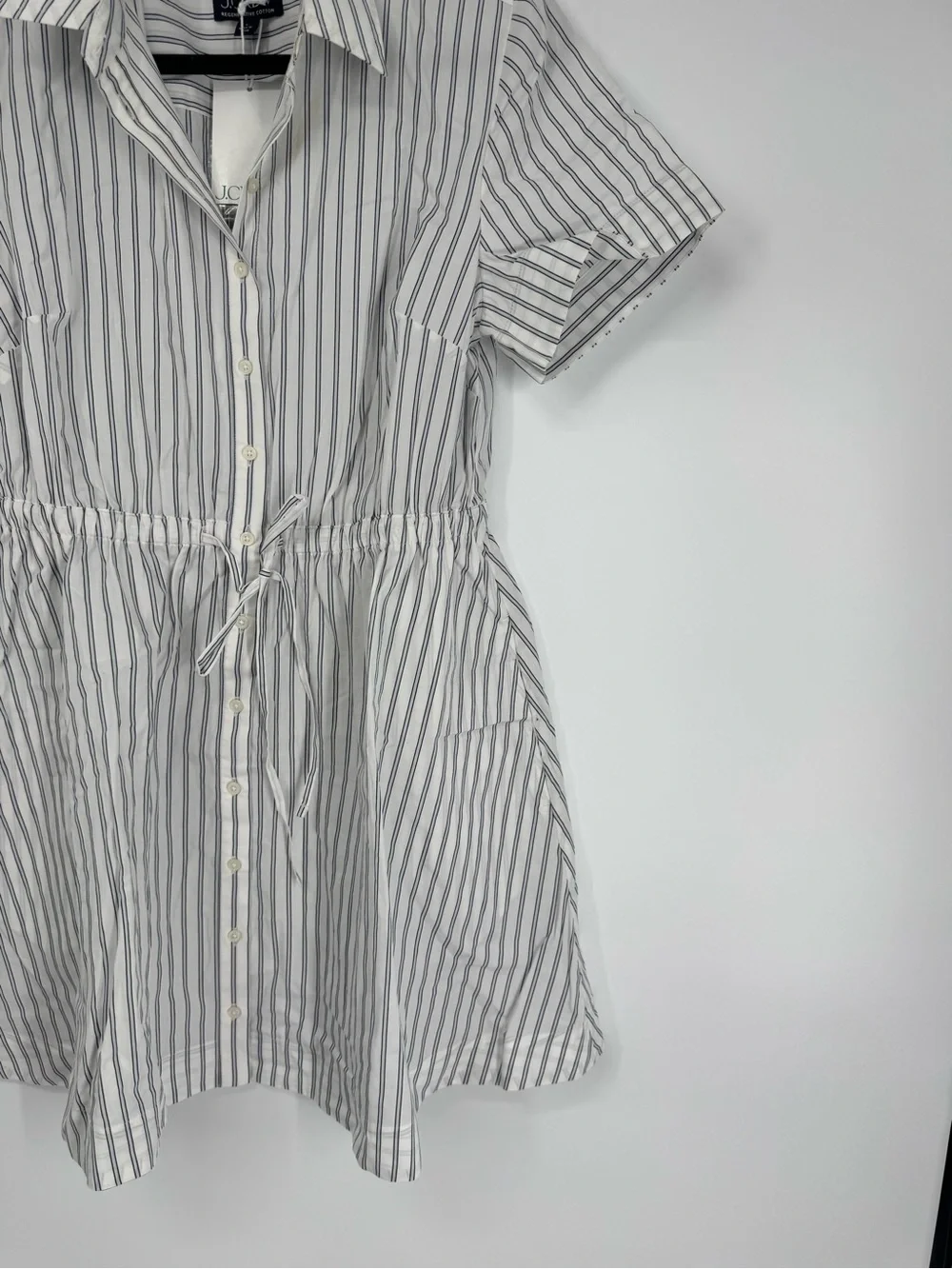 NWT J. Crew Cerise Mini Shirt Dress Striped Cotton Poplin Ivory Blue Size 6